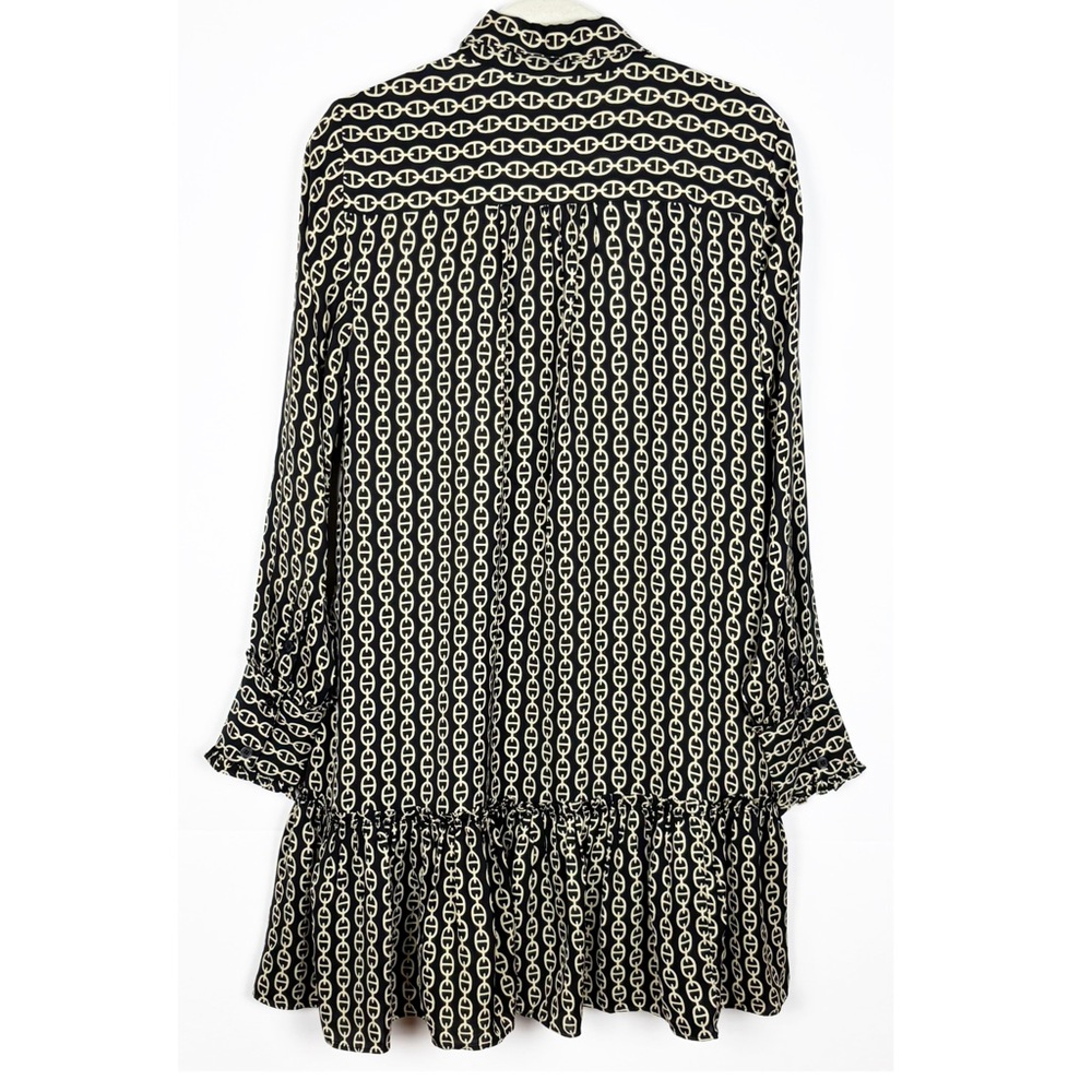 J.Crew Amelia popover shirt-dress in chain print Size XS Pockets Viscose Ruffle - Picture 4 of 11